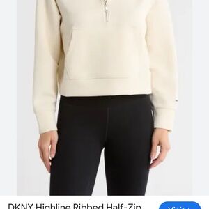 DKNY Cream Ribbed Half-Zip Sweatshirt